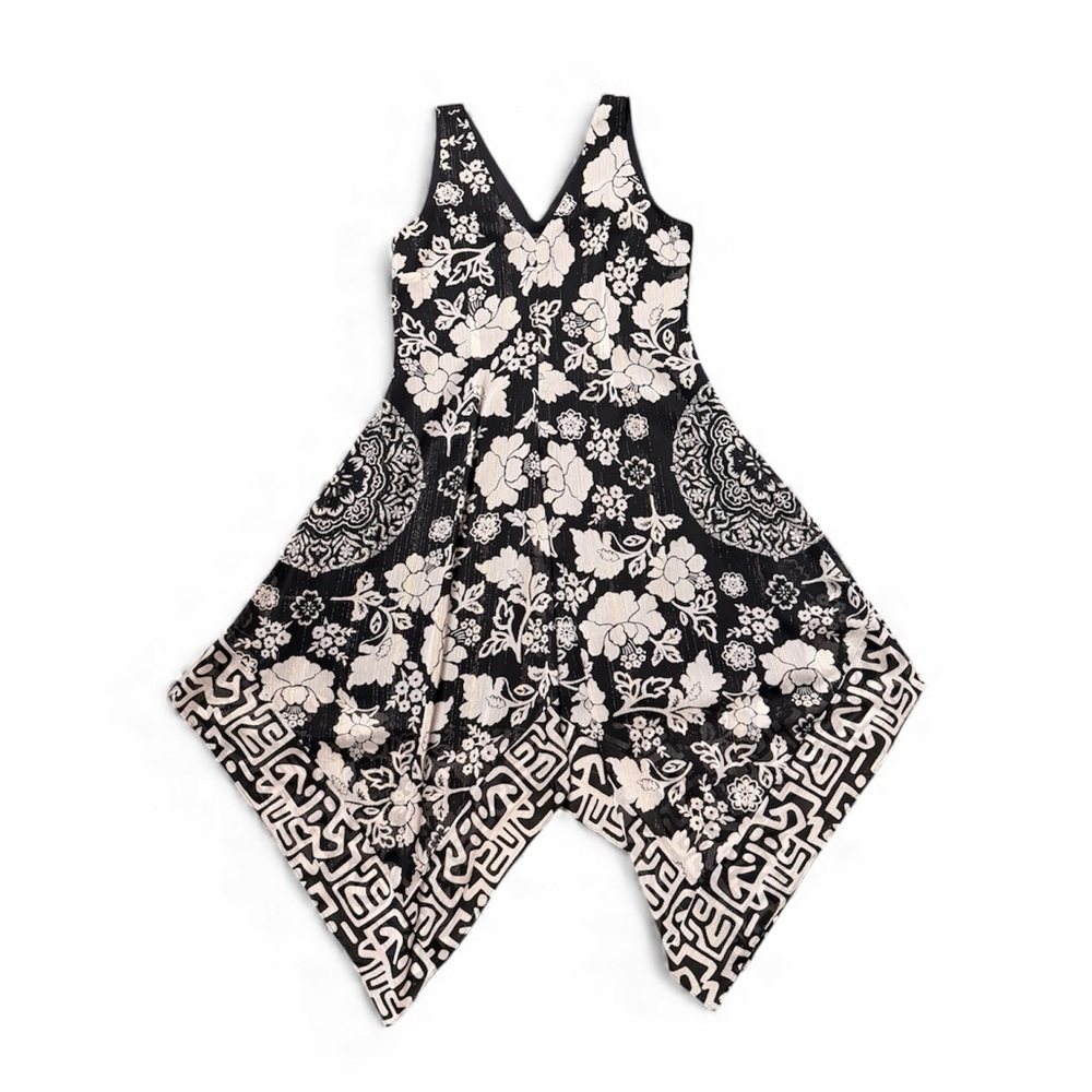 Floral Black and White Romper